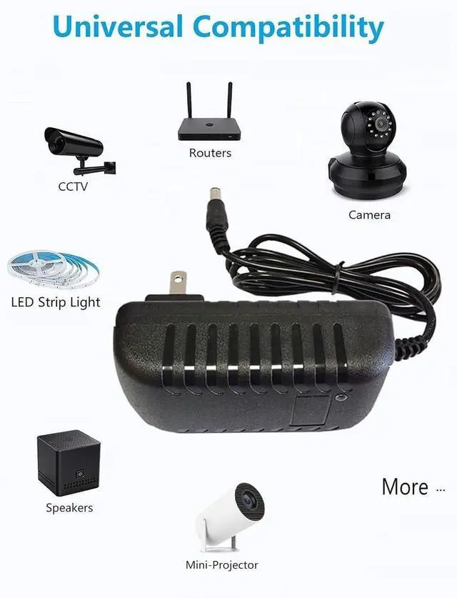 Alt view image 5 of 5 - 12V DC Power Supply 2A Universal AC Adapter 100-240 50/60Hz to 12 Volts 2Amp Transformer DC 12V Power Adapter Cord 5.5mm x 2.5mm Plug