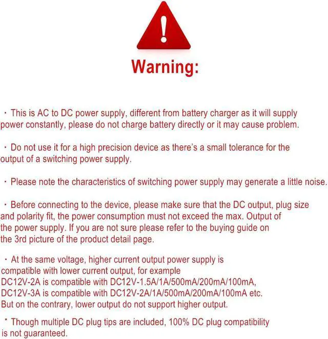 Alt view image 4 of 7 - 12V 3A AC Adapter Power Supply DC12V Charger 36W with 11 DC Plug Tips AC-DC 12Volts 3Amps 2.5A 2A 1.5A 1A Power Adapter for PC Monitor LED Strip Light Camera GPS Webcam Speakers Router Keyboards