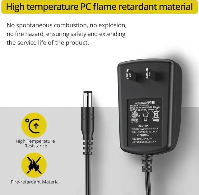 Alt view image 3 of 6 - Power Supply Adapter AC Power Adapter 5V 1A Transformers Wall Charger DC Cable Length 153cm with 5.5mm Plug for HDMI Switch Splitter DAC CCTV IP Camera USB HUB etc