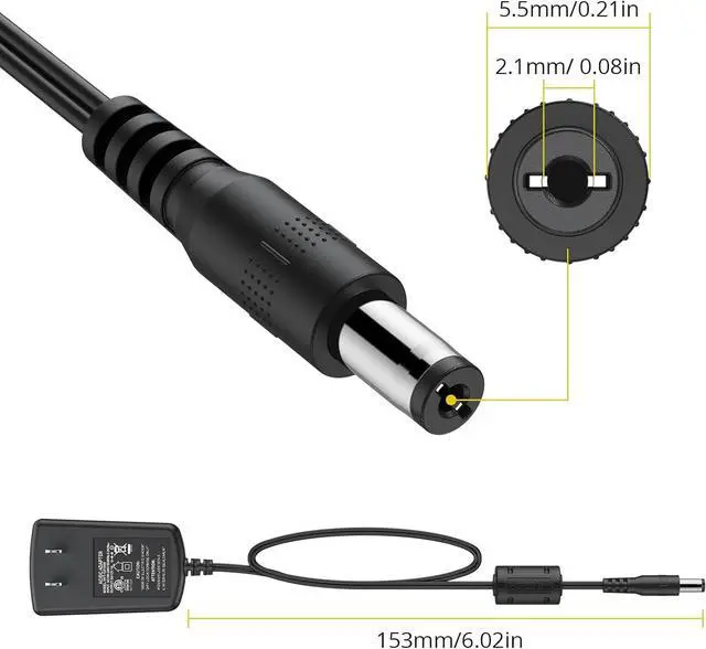 Alt view image 6 of 6 - Power Supply Adapter AC Power Adapter 5V 1A Transformers Wall Charger DC Cable Length 153cm with 5.5mm Plug for HDMI Switch Splitter DAC CCTV IP Camera USB HUB etc