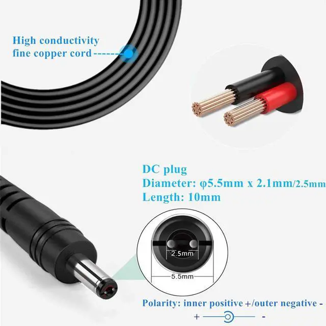 Alt view image 5 of 7 - 12V 3A AC Adapter Power Supply DC12V 1A 2A Compatible DC12Volts 3Amps Power Adapter Charger Replacement 5.5mmx2.5mm/2.1mm Plug DC12V Power Cord