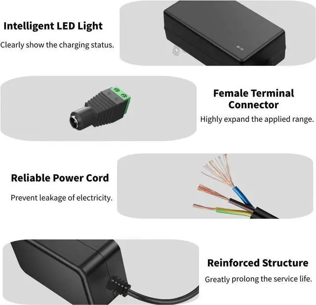 Alt view image 4 of 5 - 12V 2A Power Supply AC DC Adapter with 10 Tips Universal DC in 12 Volt 2 Amp Power Cord Converter Transformer 100-240v 50/60HZ 5.5x2.5mm DC Output Jack