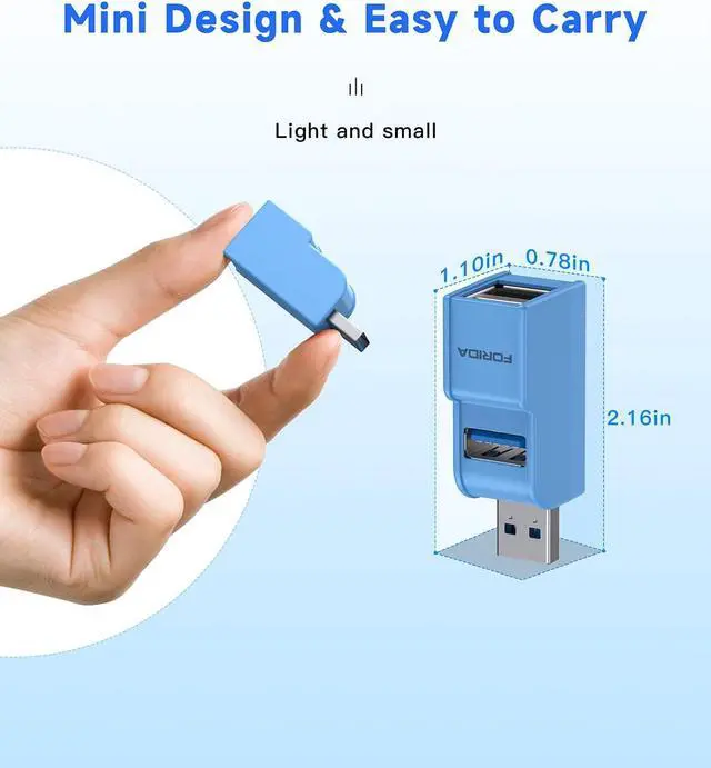 Alt view image 5 of 7 - 3 Ports USB 3.0 Adapter USB Hub with 1 USB 3.0 and 2 USB 2.0 Port Portable USB Port Splitter for Keyborad Mobile Hard Disk U Disk Camera Mouse etc (Blue)