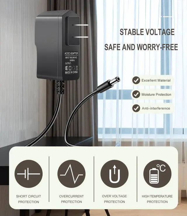 Alt view image 3 of 6 - 12V 2A Power Supply Adapter AC 100-240V to DC 12 Volt 2 Amps 5.5mm x 2.1mm & 2.5mm Plug