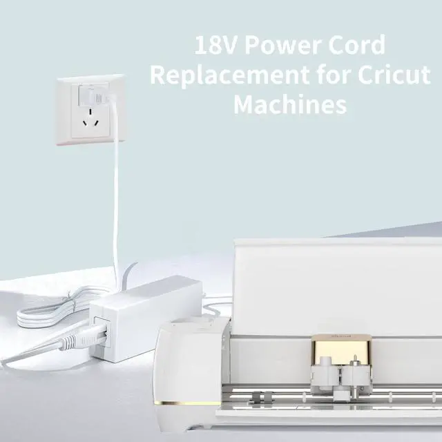 Alt view image 5 of 6 - Replacement for Cricut Explore Air 2 Power Cord 18V White AC DC Power Adapter Compatible with Cricut Explore Air 2/Maker/Expression 2/Explore/Explore Air/Explore One