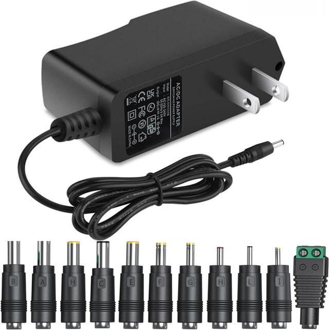 Main image of DC12V Power Supply 1A 12V AC Adapter with 11 Changeable DC Plug Tips AC100-240V to DC12V 1000mA 800mA 600mA 500mA 400mA 200mA 100mA Charger Replacement 6FT