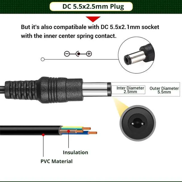 Alt view image 3 of 7 - 2 Pack DC 5V 2A Power Adapter AC 100-240V to DC 5V 2A 10W Power Supply Transformers 5.5 x 2.5mm Jack Also Compatible with 5.5x2.1mm Socket