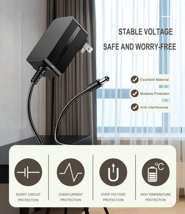 Alt view image 2 of 7 - 12V AC DC Adapter Charger Compatible with Sunpin Sylvania  Craig Cooau DBPower YOTON ieGeek Synagy Wonnie Ematic Portable DVD Players.