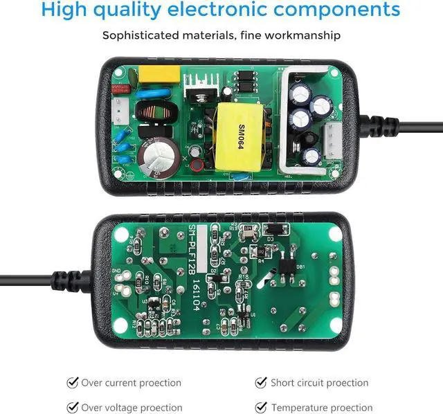 Alt view image 5 of 7 - 12V Power Supply 24W Power Adapter 110V AC to 12V 2A DC Converter Wall Plug Transformer for 12V Devices with 5.5/2.1mm DC Connector
