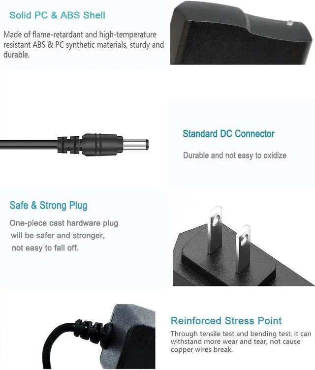 Alt view image 4 of 7 - 5V 2A DC Power Supply Adapter 10W AC/DC Wall Plug Adapter 100V-240V AC to DC 5 Volt 2Amp 1Amp Replacement Power Cord with 5.5mm*2.5mm DC tip for 5v led Strip Lights Cameras