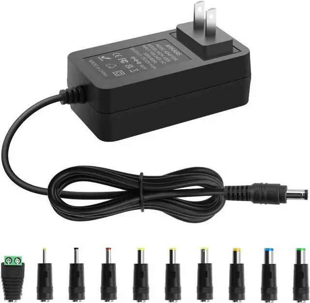 Main image of 12V DC Power Supply Adapter 5A 60W AC/DC Wall Plug Charger AC 100V-240V to DC 12V Replacement Power Cord 5A 4A 3A 2A 1A 0.5A for LED Strip Light BT Speaker GPS Webcam Receiver with 10TIPS 4.9FT