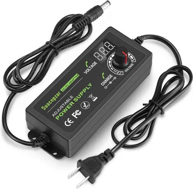 Main image of 60W Power Supply Adjustable DC 3V ~ 12V 5A Variable Universal Switching AC/DC Adapter with LED Display 100V-240V AC to DC Converter with 5.5x2.1mm & 5.5x2.5mm Variable Adapter for LED Strip Light