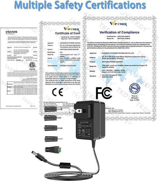 Alt view image 6 of 7 - 24V 1.5A DC Power Supply Cord 100-240V AC to DC 24 Volts Compatible with 24Vdc 1.5A 1A 0.5A 500mA Led Strip Light Essential Oil Diffuser Power Adapter with 5 Tips (Not Battery Charger).