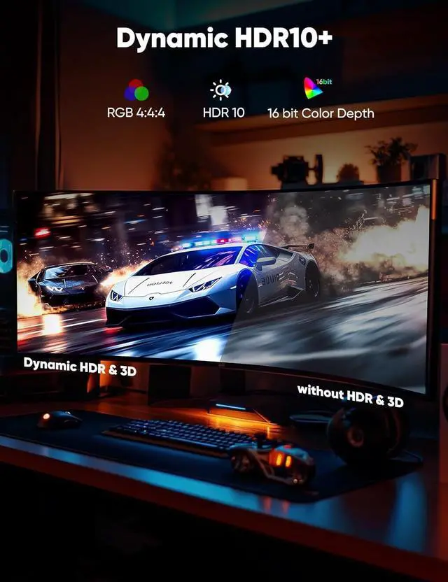 Alt view image 7 of 7 - 8K 4K DisplayPort Cable 1.4 10FT DP Cord ( Certified 8K@60Hz 4K@144Hz 2K@240Hz/165Hz) 32.4Gbps High Speed Display Port Cable for Gaming Monitor HDR/FreeSync/G-Sync Braided Black