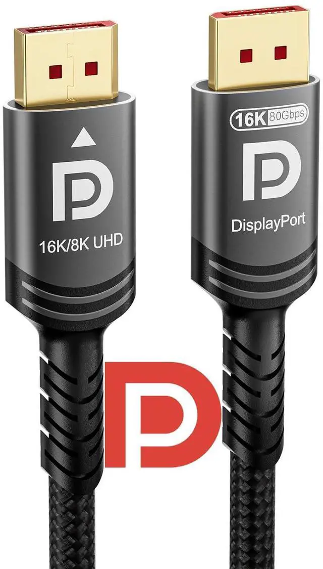Main image of 16K 8K DisplayPort 2.1 Cable 80Gbps 5 FT  Certified Ultra High Bit Rate DP to DP Cable UHBR20 DSC1.2a 4K 240Hz 165Hz 144Hz 120Hz 16K 60Hz 8K 120Hz PC Monitor Ryzen7900 FreeSync G-Sync