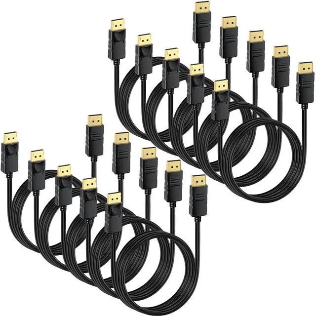 Main image of DisplayPort Cable 10-Pack 6ft DP Cord [4K@60Hz 2K@165Hz 2K@144Hz] High Speed Display Port Cable 120Hz 144Hz 165Hz for Gaming Monitor Graphics Card TV PC Laptop Computer