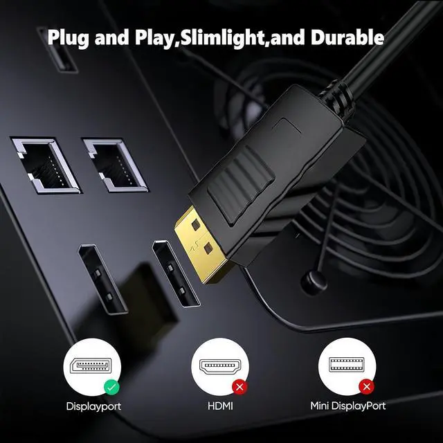 Alt view image 2 of 7 - DisplayPort Cable 10-Pack 6ft DP Cord [4K@60Hz 2K@165Hz 2K@144Hz] High Speed Display Port Cable 120Hz 144Hz 165Hz for Gaming Monitor Graphics Card TV PC Laptop Computer