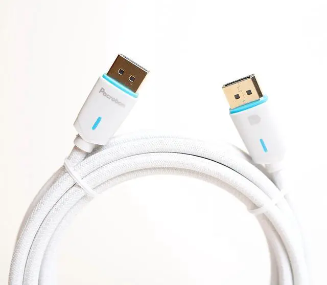 Main image of DisplayPort 1.4 Cable 8K 60Hz 4K 120Hz HDR Cotton Braided - 10ft DisplayPort to DisplayPort White | Ideal for Laptop PC Gaming Monitor Projector TV