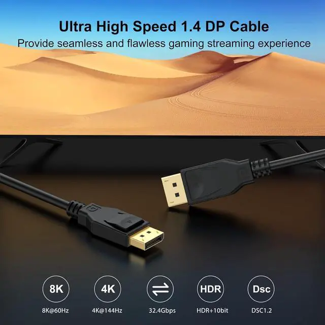 Alt view image 3 of 7 - 8K DisplayPort Cable 1.4 10-Pack 6 Feet 1.4 Display Port DP to DP Cable (8K@60Hz 4K@120Hz 2K@144Hz 1080P@240Hz) Ultra High Speed for Laptop PC TV Gaming Monitor