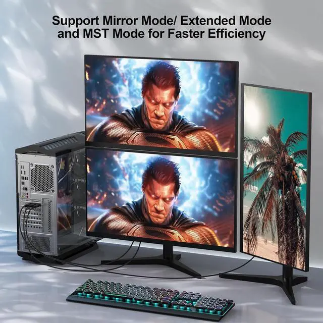 Alt view image 5 of 7 - 8K DisplayPort Cable 1.4 10-Pack 6 Feet 1.4 Display Port DP to DP Cable (8K@60Hz 4K@120Hz 2K@144Hz 1080P@240Hz) Ultra High Speed for Laptop PC TV Gaming Monitor