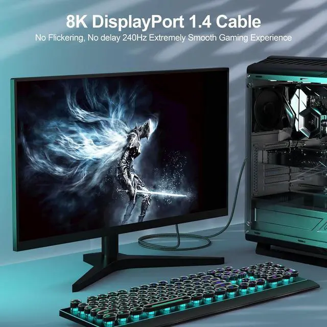 Alt view image 4 of 7 - 8K DisplayPort Cable 1.4 10-Pack 6 Feet 1.4 Display Port DP to DP Cable (8K@60Hz 4K@120Hz 2K@144Hz 1080P@240Hz) Ultra High Speed for Laptop PC TV Gaming Monitor