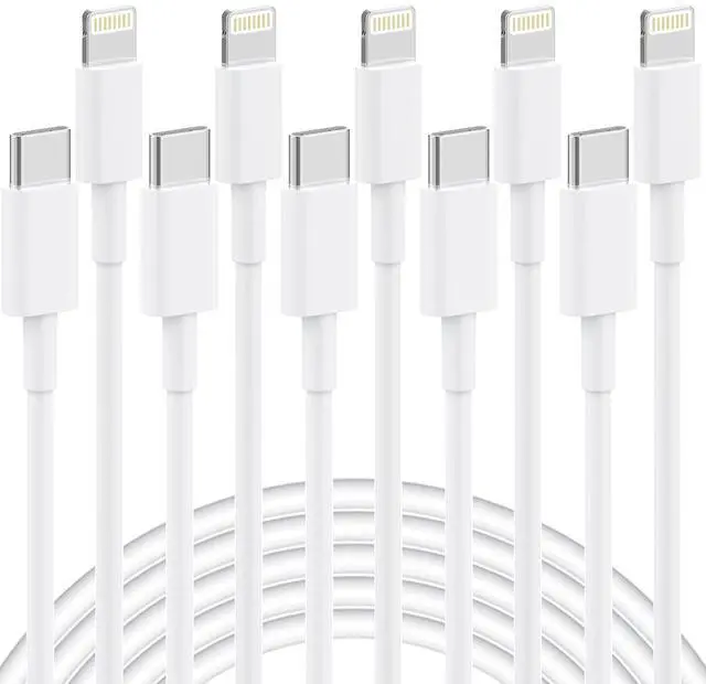 Main image of 5 Pack 6FT USB C to Lightning Cable [ MFi Certified] iPhone Charger Fast Charging Cord Durable Tangle-Free iPhone Charger Cord for iPhone 14/13/12/11/X/8/7/Plus iPad AirPods - White