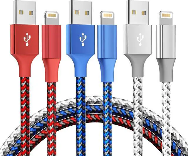 Main image of iPhone Charger 3Pack 10FT MFi Certified Nylon Braided Cord Fast Charging Lightning Cable Compatible with iPhone 14/13/12/11 Pro/11/XS MAX/XR and More