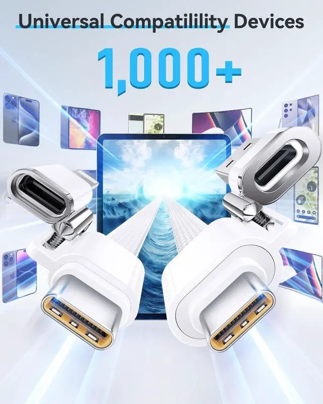 Alt view image 5 of 7 - 4-in-1 USB C to Lightning Cable 240W Fast Charging & Data Transfer Support to  CarPlay & Android Auto 5FT Travel Multi Cords Charger Combo for iPhone/iPad//MacBook Cable White