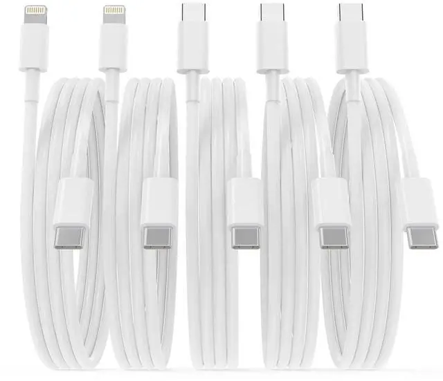 Main image of Car Charger Cables (3-Pack) USB-C to USB-C + (2-Pack) USB-C to Lightning 100W Fast Charging MFi Certified Durable Cords for CarPlay Android Auto & Vehicle Charging