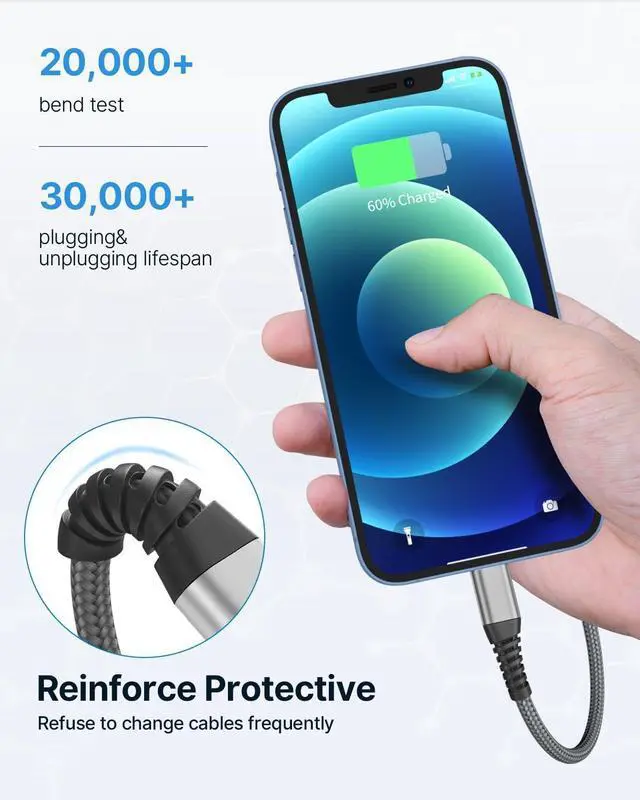 Alt view image 5 of 7 - iPhone Charger [ MFi Certified] 2Pack 10FT Long Lightning Cable Fast Charging Nylon Braided iPhone Charger Cord USB Cable Compatible with iPhone 14 13 12 11 Pro Max XR XS X 8 7 6 Plus SE iPad