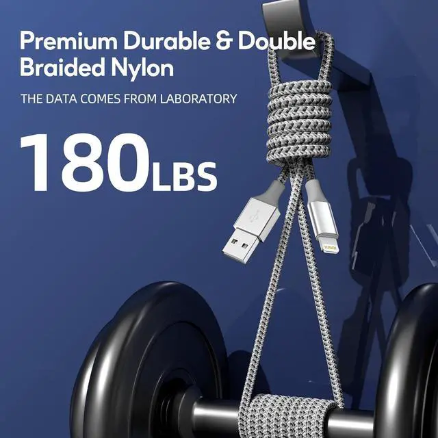 Alt view image 6 of 6 - iPhone Charger 3Pack 10FT MFi Certified Nylon Braided Cord Fast Charging Lightning Cable Compatible with iPhone 14/13/12/11 Pro/11/XS MAX/XR and More