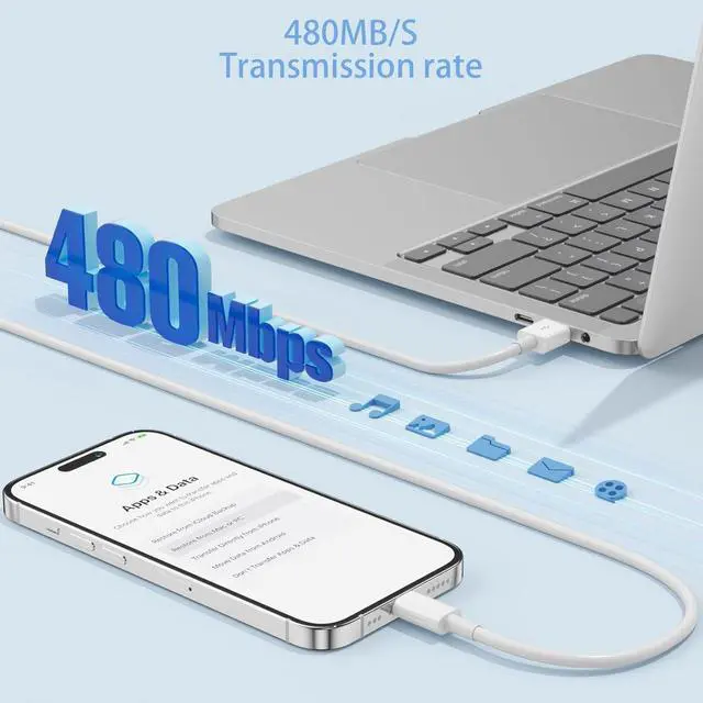 Alt view image 5 of 7 - Car  Carplay Cable [ MFi Certified] USB A to Lightning Cable for iPhone 14 13 pro max Plus SE 2nd/12/11/Xs/XR Charging Cords for iPhone (White 3 ft)