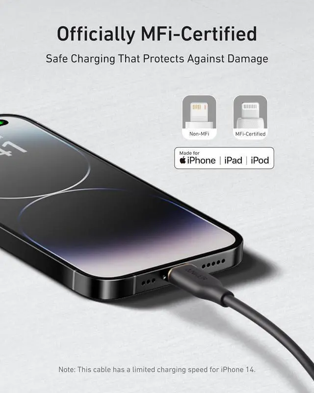 Alt view image 6 of 7 - Flow USB A to Lightning Cable Durable Charging Cord for iPhone 14/13 AirPods and More (Cord Organizer Included) (3FT USB 2.0)