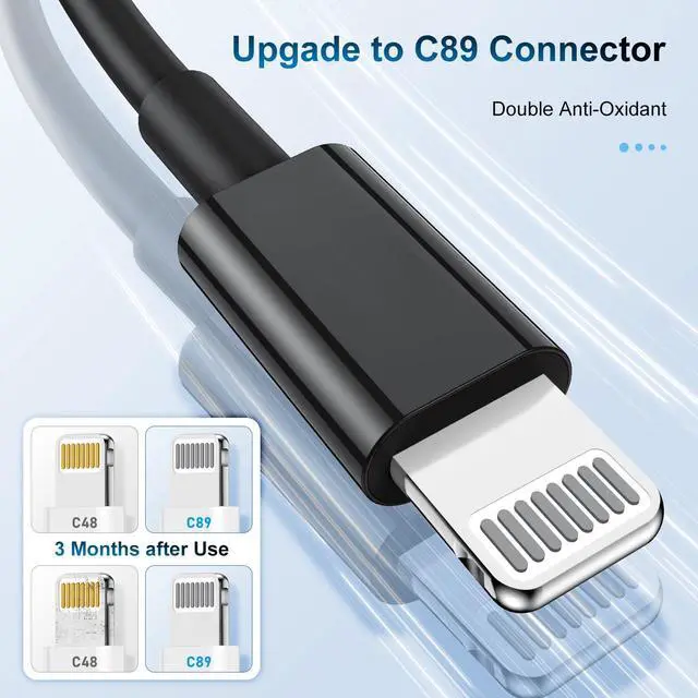 Alt view image 5 of 7 - 3 Pack  MFi Certified Charger Cable 6ft Lightning to USB Cable Cord 6 Foot 2.4A Fast Charging  Phone Long Chargers for iPhone 11/11Pro/11Max/ X/XS/XR/XS Max/8/7/6 Black