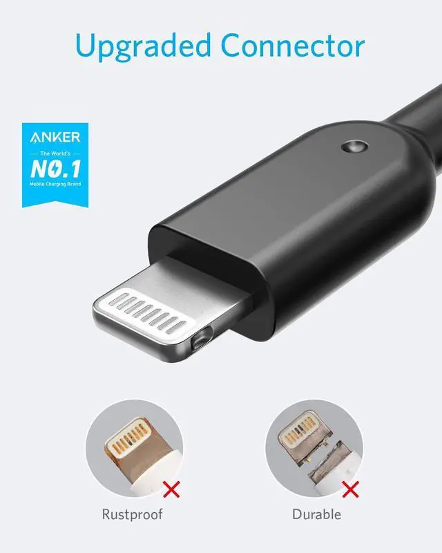 Alt view image 2 of 6 - Powerline II Lightning Cable  MFi Certified USB Charging/Sync Lightning Cord Compatible with iPhone 11 Series/SE/Xs/XR and More(1FT Black)