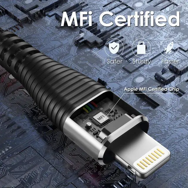 Alt view image 2 of 7 - Extra Long iPhone Charger Cord 15FT [ MFi Certified] USB A to Lightning Cable Braided Fast Charging Cord Compatible with iPhone 14 Pro Max/Plus/13/12/11/X/XR/XS/SE/8/7/6/5/iPad - Black