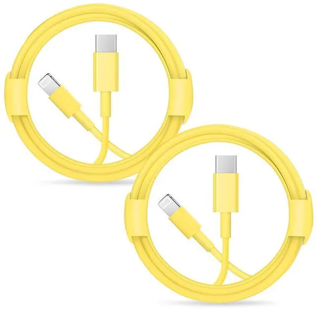 Main image of iPhone Fast Charger Lightning Cable [MFi Certified] 2-Pack USB-C to Lightning Cable (6.6Ft) Fast Charging Compatible with iPhone14/14 Plus/14 Pro/14 Pro Max/13/13pro/12/12 Pro/12 Pro Max(Yellow