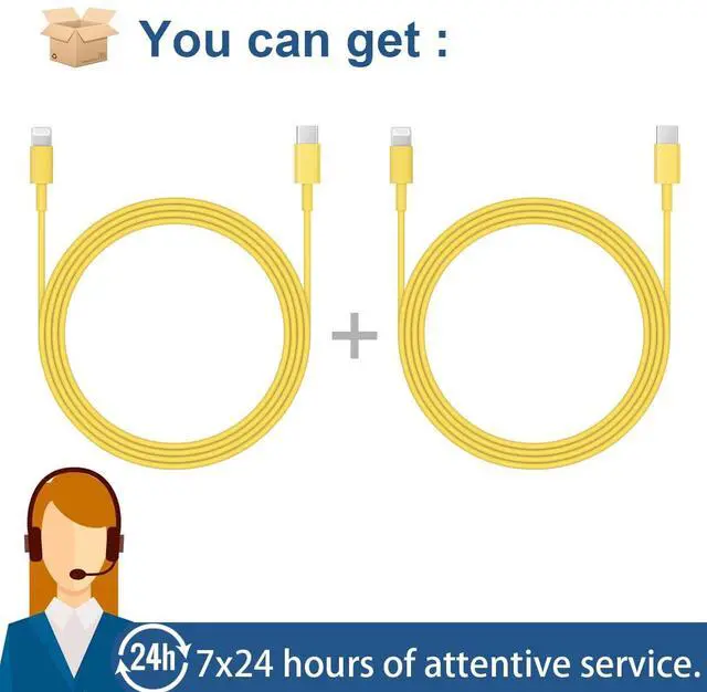 Alt view image 6 of 6 - iPhone Fast Charger Lightning Cable [MFi Certified] 2-Pack USB-C to Lightning Cable (6.6Ft) Fast Charging Compatible with iPhone14/14 Plus/14 Pro/14 Pro Max/13/13pro/12/12 Pro/12 Pro Max(Yellow