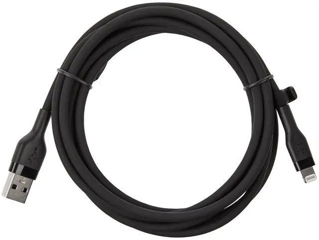 Main image of BoostCharge Flex Silicone USB Type A to Lightning Cable (2M/6.6FT) MFi Certified Charging Cable for iPhone 13 12 11 Pro Max Mini SE iPad and More 2-pack Black
