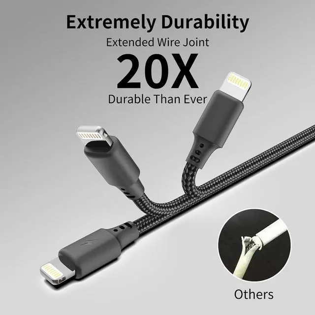 Alt view image 6 of 7 - 1.5 Foot Lightning Cable [MFi Certified] 3Pack 1.5ft iPhone Charging Cable for Car Braided Fast Charging Short USB to Lightning Cable for iPhone 14 13 12 11 Pro/Max/Mini Xs SE2/iPad