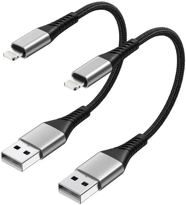 Main image of 6 inch Short iPhone Charger Cord 2 Pack 0.5ft USB A to Lightning Cable iPhone Charger Fast Charging for Charging Stations iPhone 14 13 12 11 Pro Max