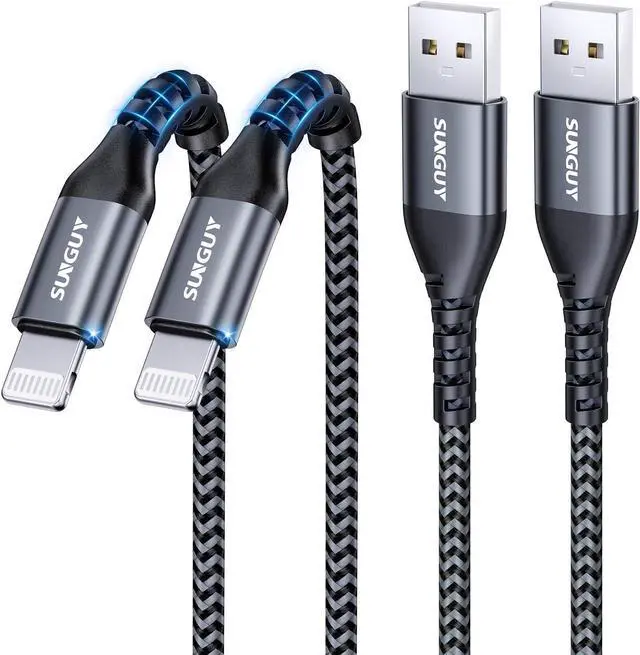 Main image of USB-A to Lightning Cable 1FT 2Pack [MFi Certified] USB to Lightning Cable for Car Short iPhone Charger Cord Nylon Braided Compatible with iPhone 14/13/12/11 Pro Max Mini X XS XR 8 Plus 10 SE iPad