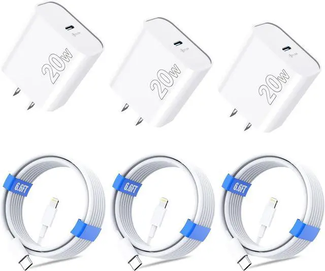 Main image of for iPhone 14 13 12 11 Charger Fast Charging [MFi Certified] 3-Pack 20W PD USB C Wall Charger Block with 6.6ft USB C to Lightning Cable Compatible with iPhone 14 Pro Max/Pro/Plus/Mini/iPad & More