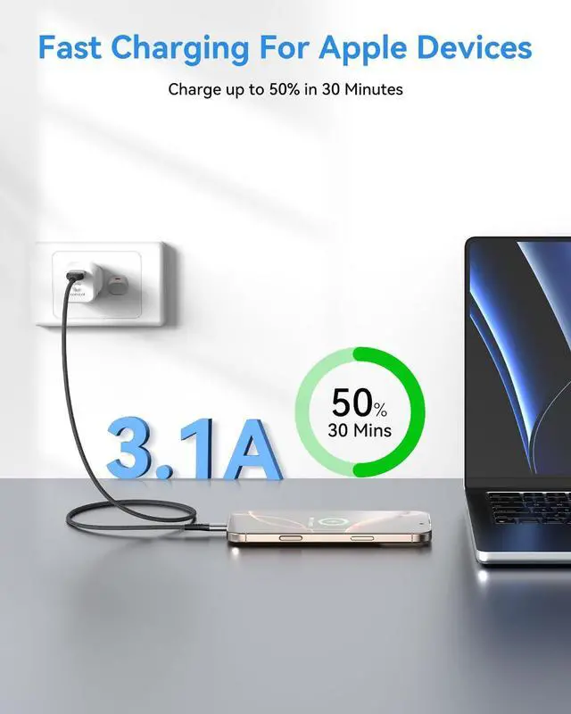 Alt view image 3 of 7 - 2 FT iPhone Charger Cord 2 Pack USB A to Lightning Cable 2FT iPhone Charger Fast Charging Cord for Car iPhone 14 13 12 11 Pro Max
