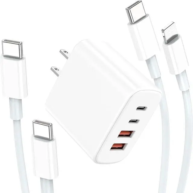 Main image of USB C Charger Block 40W Fast USB A+C Wall Charger with 2Pack iPhone Cords [Type C to C Cable + C to Lightning Cable] Compatible with iPhone 16 15 14 13 12 11 XR XS 8 7 and More