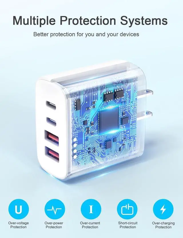 Alt view image 4 of 7 - USB C Charger Block 40W Fast USB A+C Wall Charger with 2Pack iPhone Cords [Type C to C Cable + C to Lightning Cable] Compatible with iPhone 16 15 14 13 12 11 XR XS 8 7 and More