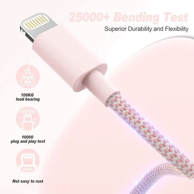 Alt view image 5 of 7 - [ MFi Certified] iPhone Charger 6Pack (3/3/6/6/6/10 FT) Fast Charging Long Lightning Cable High Speed Transfer USB Charger Cord for iPhone 14 13 12 11 Pro Max/XR/XS/X/8/7/6Plus iPad