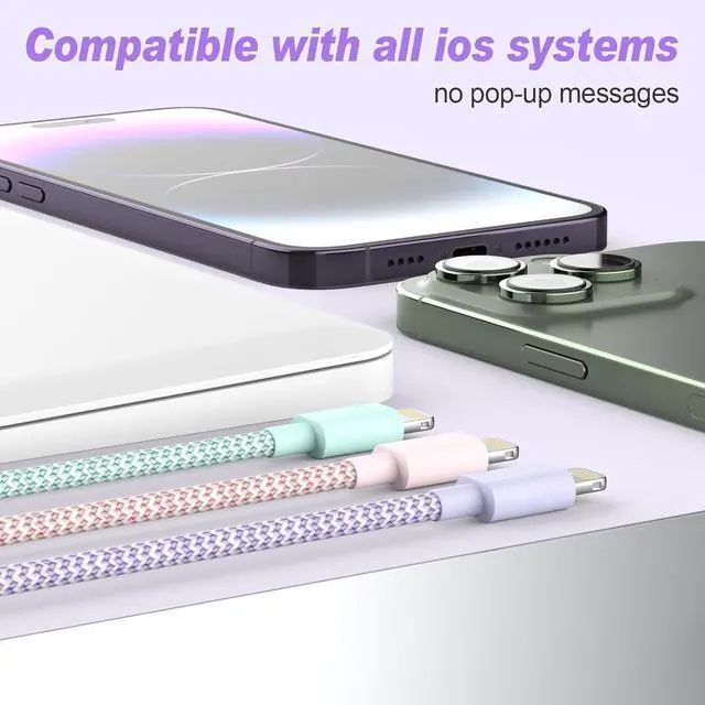 Alt view image 6 of 7 - [ MFi Certified] iPhone Charger 6Pack (3/3/6/6/6/10 FT) Fast Charging Long Lightning Cable High Speed Transfer USB Charger Cord for iPhone 14 13 12 11 Pro Max/XR/XS/X/8/7/6Plus iPad
