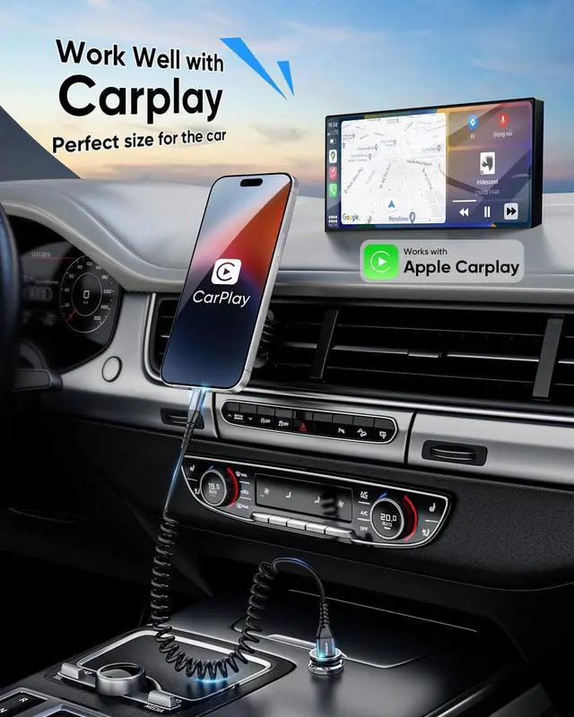 Alt view image 2 of 7 - Coiled USB to Lightning Cable for Car 2-Pack 3FT [MFi Certified] Retractable iPhone Charger Cable Fast Charging CarPlay Cable for iPhone 14/13/12/11 Pro Max/XS MAX/XR/XS/iPad/iPod