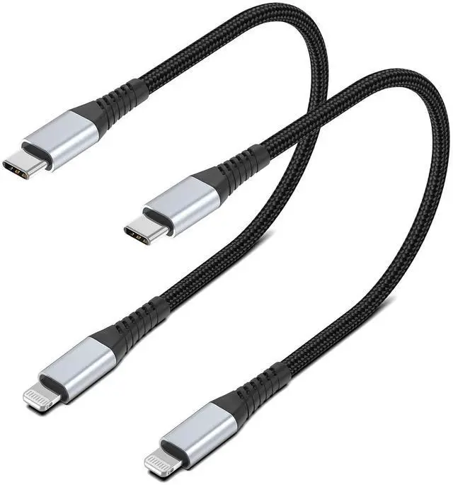 Main image of 6inch USB C to Lightning Cable 2-Pack Short USB C iPhone Charger Cord Braided 0.5FT Type C to Lightning Cable PD Fast Charging for  iPhone 14 13 12 11 Pro Max Mini 10 8 7 Plus XR XS SE AirPods